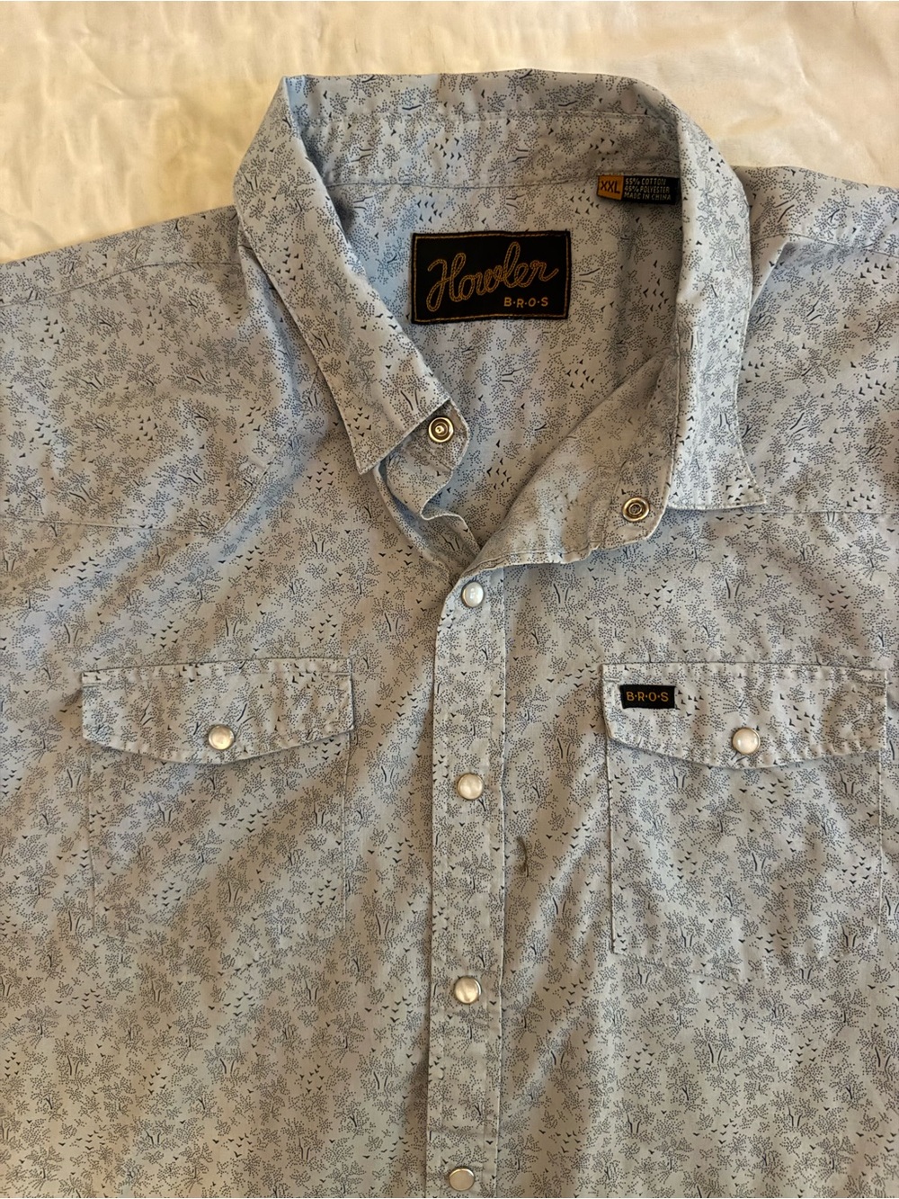 Howler Brothers Pale Blue Micro Floral Snap-Front Shirt
